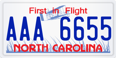 NC license plate AAA6655