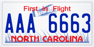 NC license plate AAA6663