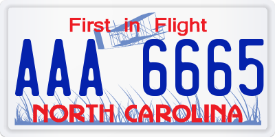 NC license plate AAA6665