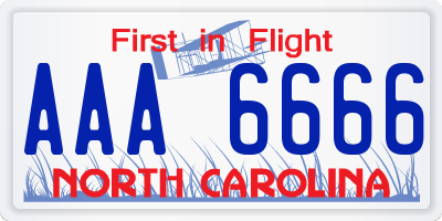 NC license plate AAA6666