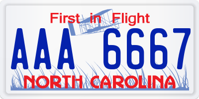 NC license plate AAA6667