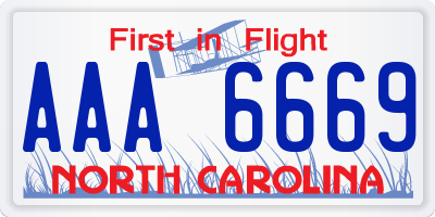 NC license plate AAA6669
