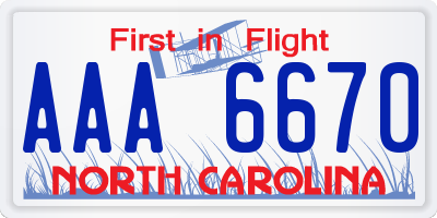 NC license plate AAA6670