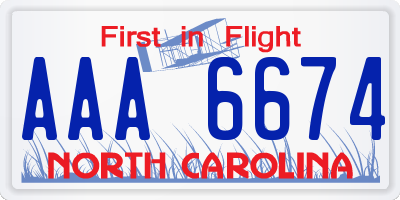 NC license plate AAA6674