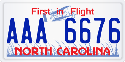 NC license plate AAA6676