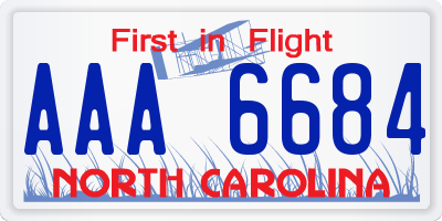 NC license plate AAA6684