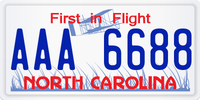 NC license plate AAA6688