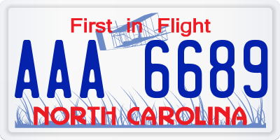 NC license plate AAA6689