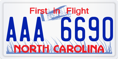 NC license plate AAA6690