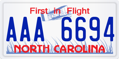 NC license plate AAA6694