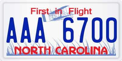 NC license plate AAA6700