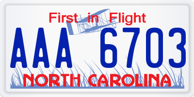 NC license plate AAA6703
