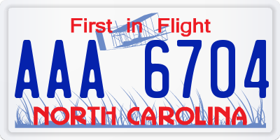 NC license plate AAA6704