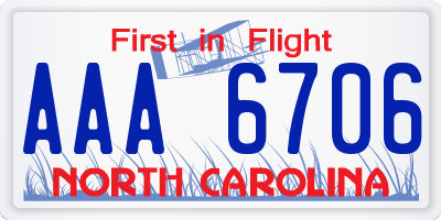 NC license plate AAA6706