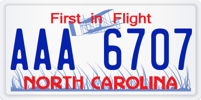 NC license plate AAA6707