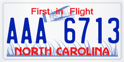 NC license plate AAA6713
