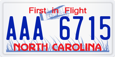 NC license plate AAA6715