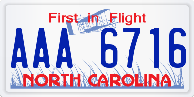 NC license plate AAA6716