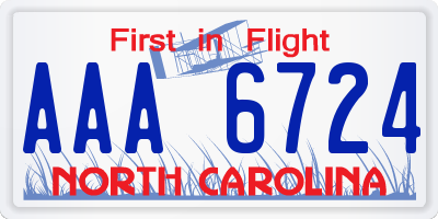 NC license plate AAA6724