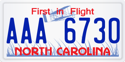 NC license plate AAA6730