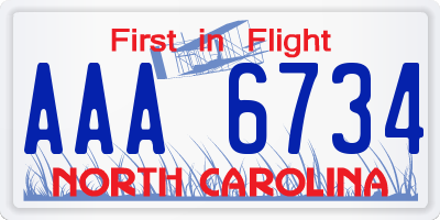 NC license plate AAA6734