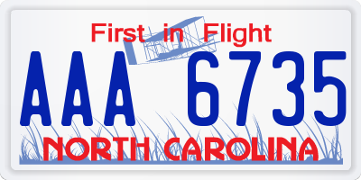 NC license plate AAA6735