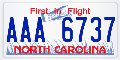 NC license plate AAA6737