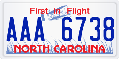 NC license plate AAA6738