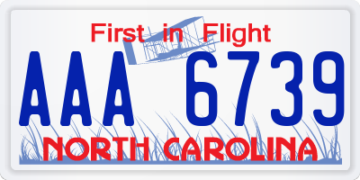 NC license plate AAA6739