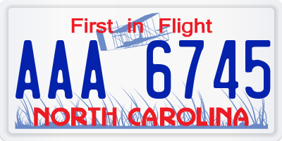 NC license plate AAA6745