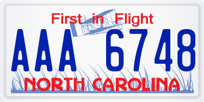 NC license plate AAA6748