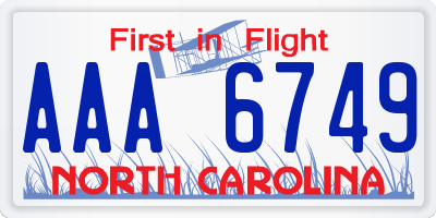 NC license plate AAA6749