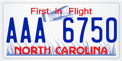 NC license plate AAA6750