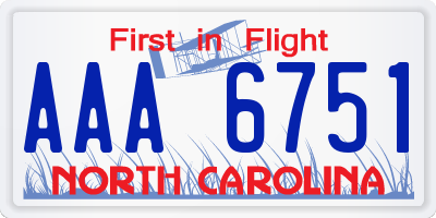 NC license plate AAA6751