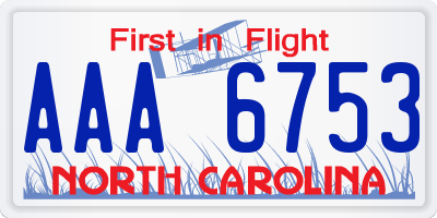 NC license plate AAA6753