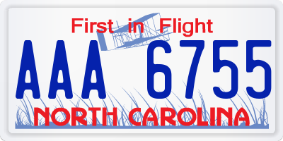 NC license plate AAA6755