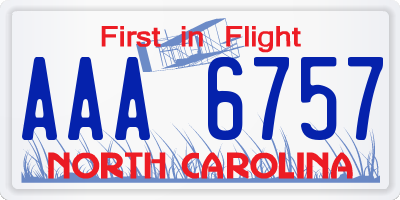 NC license plate AAA6757