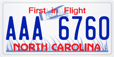 NC license plate AAA6760