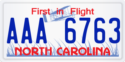 NC license plate AAA6763