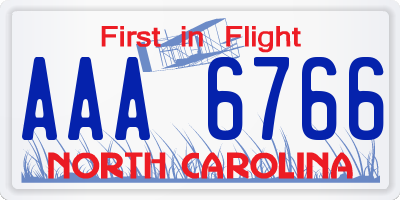 NC license plate AAA6766