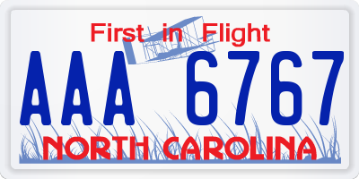 NC license plate AAA6767