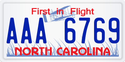 NC license plate AAA6769