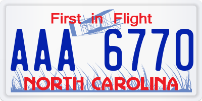 NC license plate AAA6770