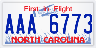 NC license plate AAA6773