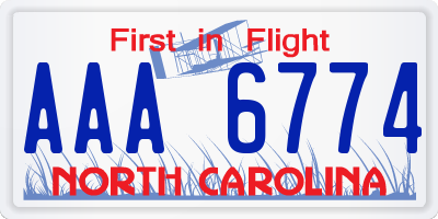 NC license plate AAA6774