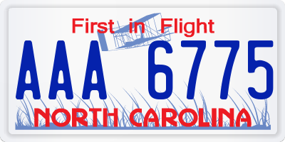 NC license plate AAA6775