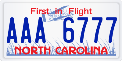 NC license plate AAA6777