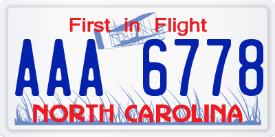 NC license plate AAA6778