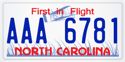 NC license plate AAA6781
