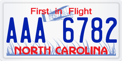 NC license plate AAA6782